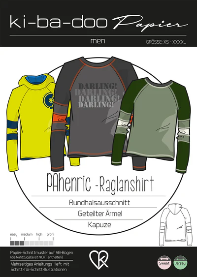 Papierschnitt Raglanshirt PAhenric Herren | Größe XS-XXXXL Papierschnitt Raglanshirt PAhenric Herren | Größe XS-XXXXL