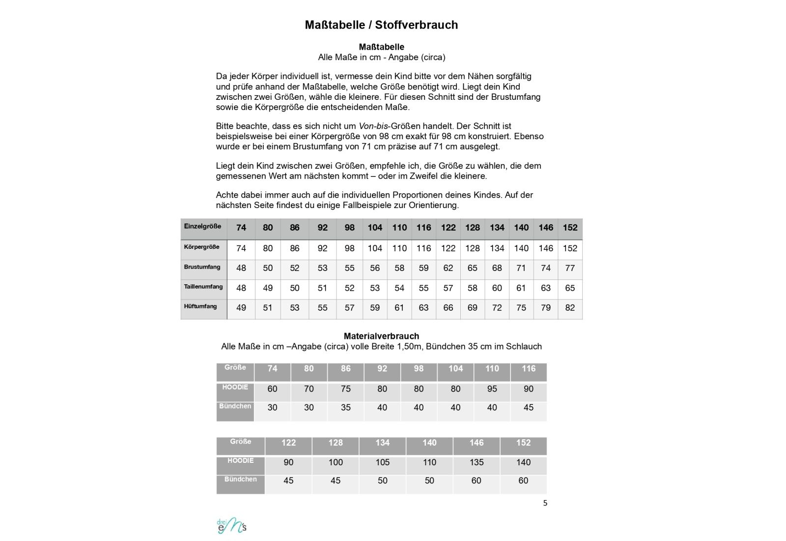 Hoodie Schnittmuster Kinder „Carbonia Kids“ – Papierschnittmuster Gr. 74–152