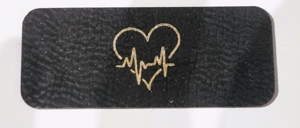 Heartbeat Kunstleder Label Schwarz Gold